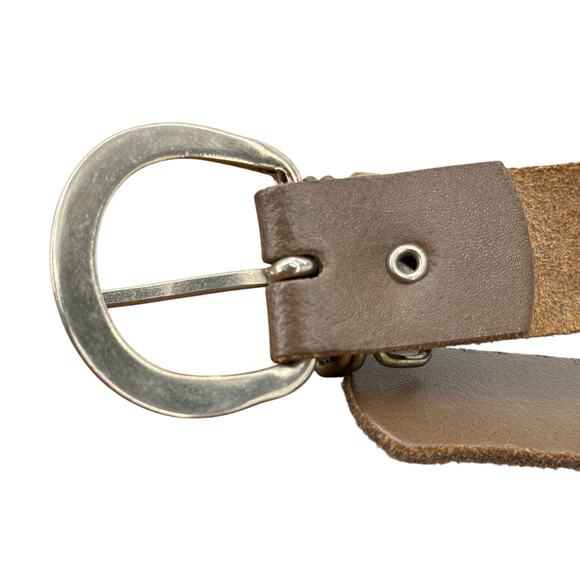 Voltige Paris Belt Cosplay Statement VTG Women's SZ 32 Brown Gold Silver Leather - Picture 9 of 13